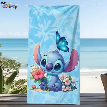 Serviette de plage Stitch : un design adorable avec des papillons et des fleurs – Parfaite pour l'été! Convient aux serviettes, aux serviettes de bain 1