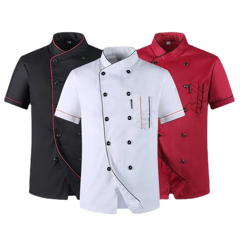 Chefs uniform Short Sleeve Summer Set Restaurant Hotel Kitchen Workwear Men and Women Youth Breathable Thin Jacket