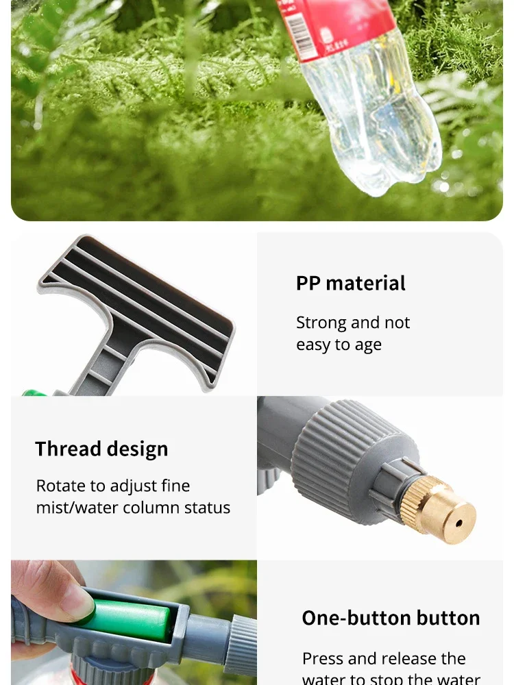 High Pressure Manual Watering Can - Adjustable Spray Bottle for Gardening