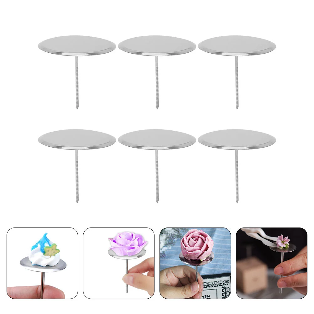 6pcs Stainless Steel Pastry Flower Nails Cake Decorations Tools