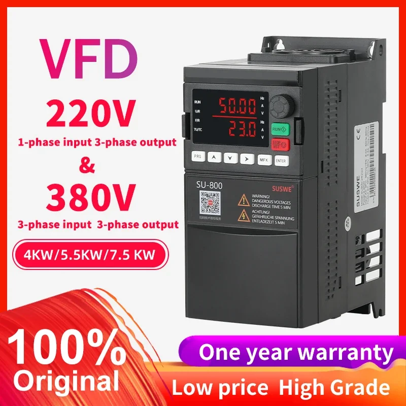 Frequenzumrichter 1-phasig 220V 1.5KW VFD Motor Controller für Drehzahlregelung Inverter 1 in 1 Out 9600D-1T-00150M Frequenzumrichter 1-phasig 220V 1.5KW VFD Motor Controller für Drehzahlregelung Inverter 1 in 1 Out 9600D-1T-00150M