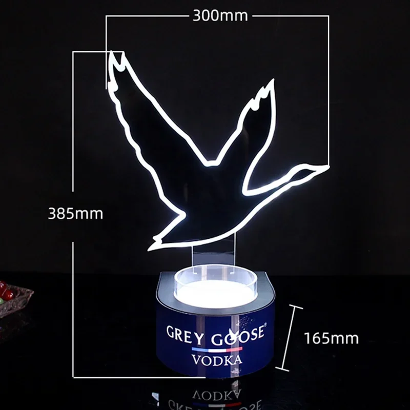 Popular Backlit Sign Lighted LED BOTTLE Glorifier Display Rechargeable GREY GOOSE Vodka WHITE LED BOTTLE PRESENTER