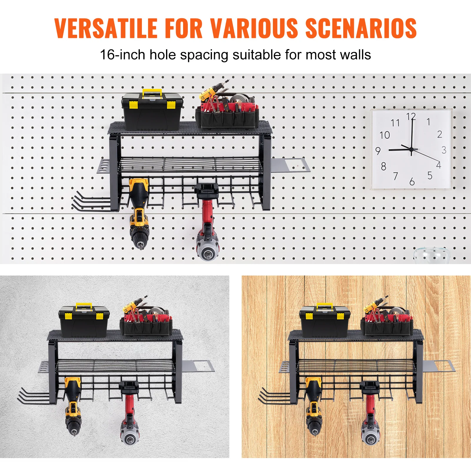 Power Tool Organizer Rack 3 Layers Wall Mount Wrench Electric Drill Holder Heavy Duty Tool Shelf for Workshop Garage tool organizer,wrench organizer,wrench holder,screwdriver organizer,power tool holder