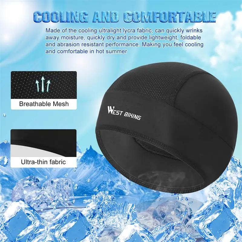 WEST BIKING Summer Cycling Skull Caps Anti-UV Bike Hat Helmet Liner Men Women Outdoor Running Skiing Motorcycle Bicycle Caps cycling headwear