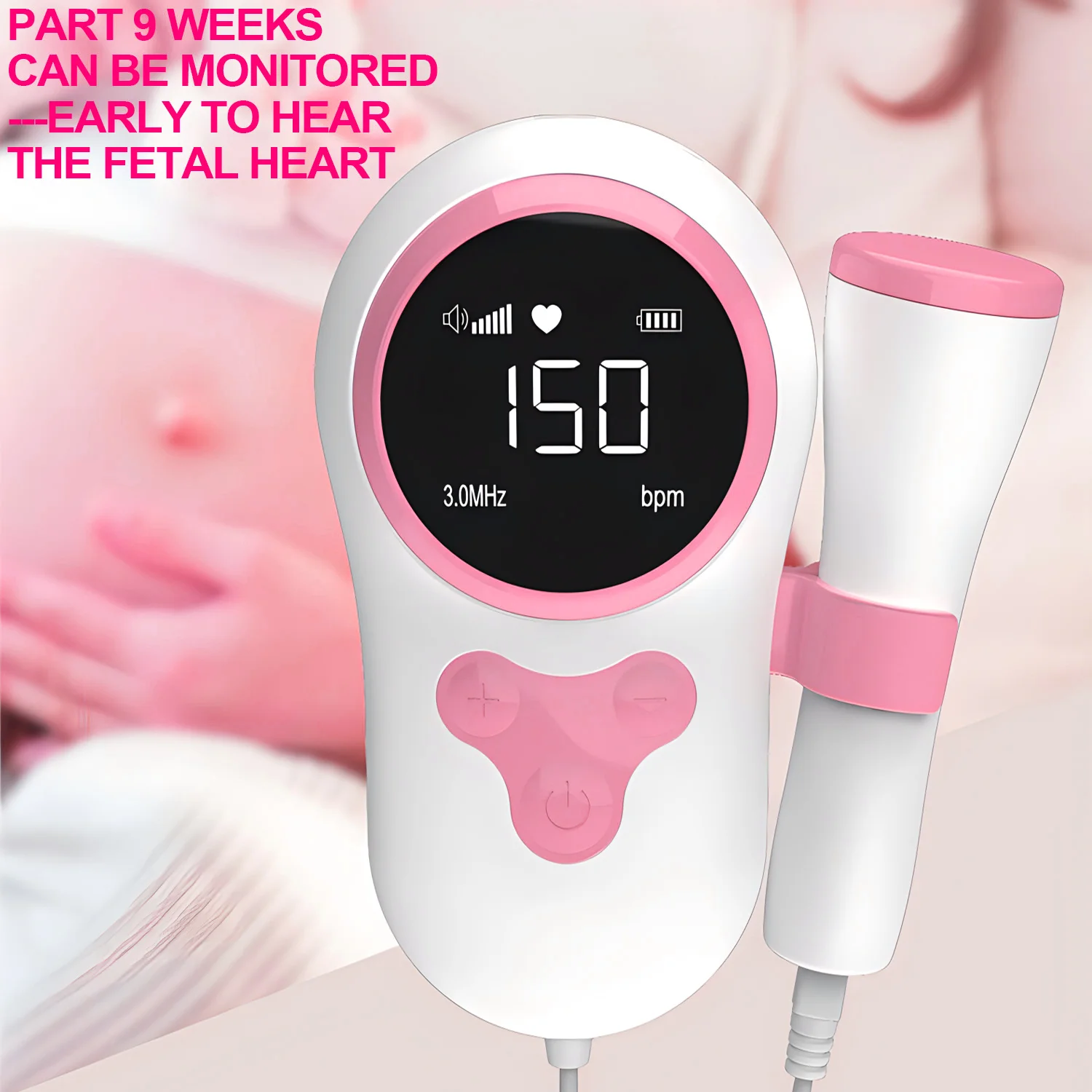Home Doppler Fetal Heart Rate Monitor for Baby Pregnancy Heartbeat Detector LCD Display Pulse Meter No Radiation Stethoscope
