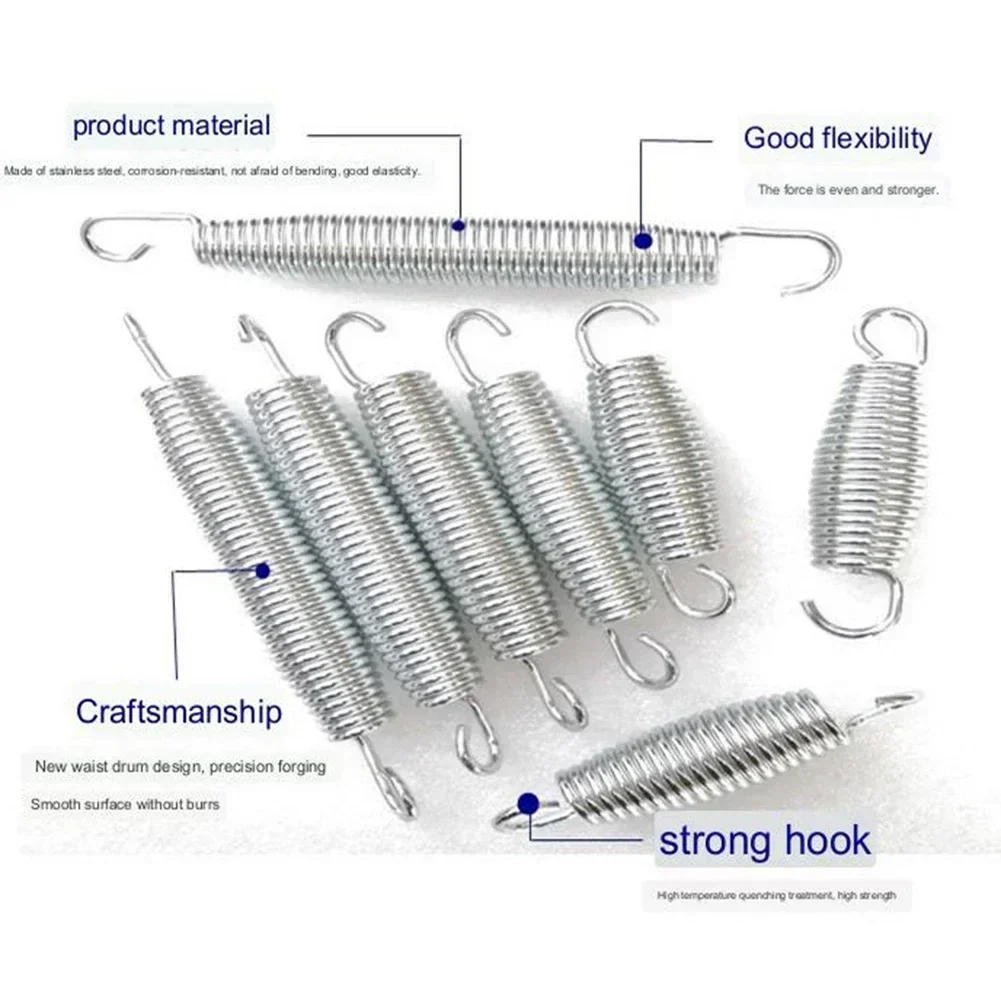 Trampoline Springs 10pcs 70 Carbon Steel Corrosion-resistant Good Elasticity Uniform Force New Waist Drum Design High Strength