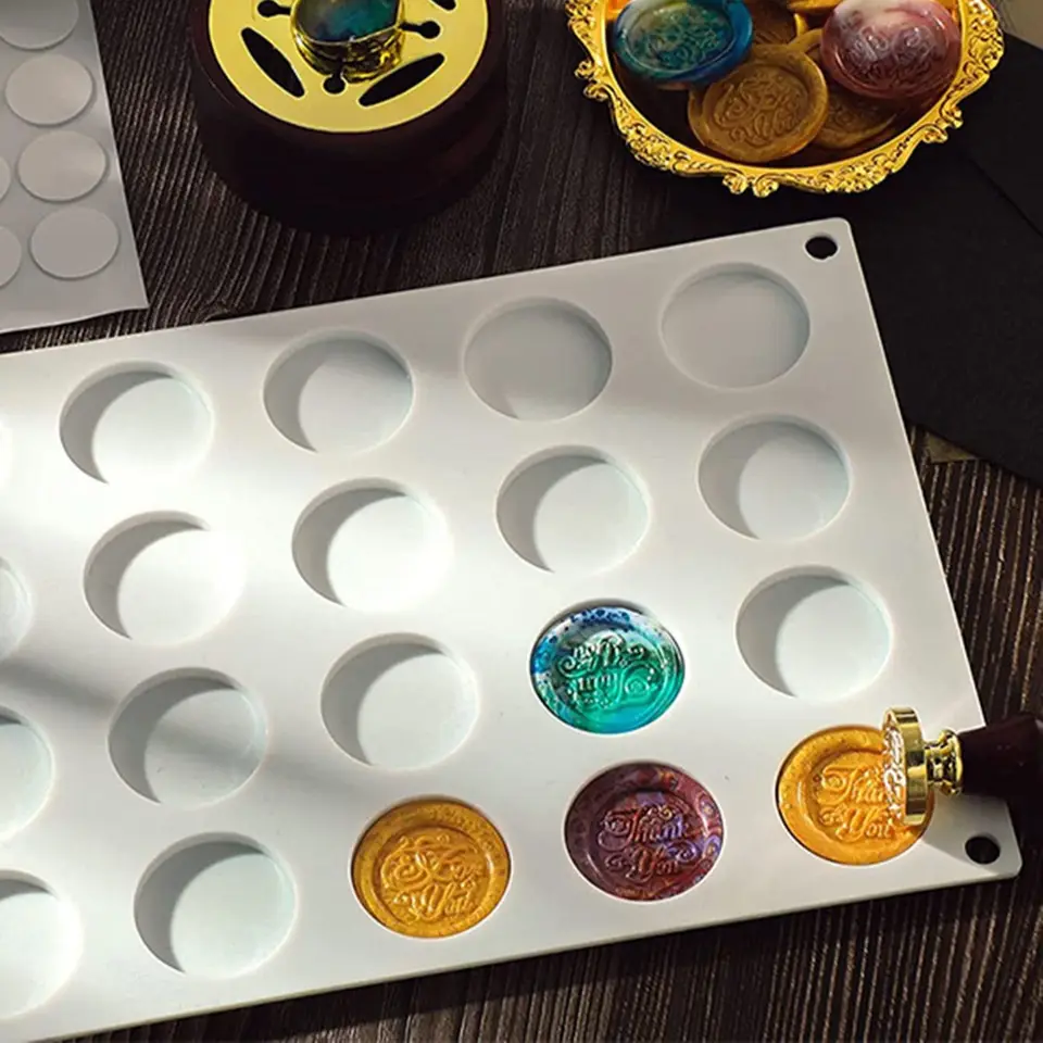 Tappetino In Silicone Per Timbri A Cera - Stampo 24 Cavità 296x171 Mm - Fai-Da-Te Per Inviti Matrimonio, Sigilli E Bomboniere