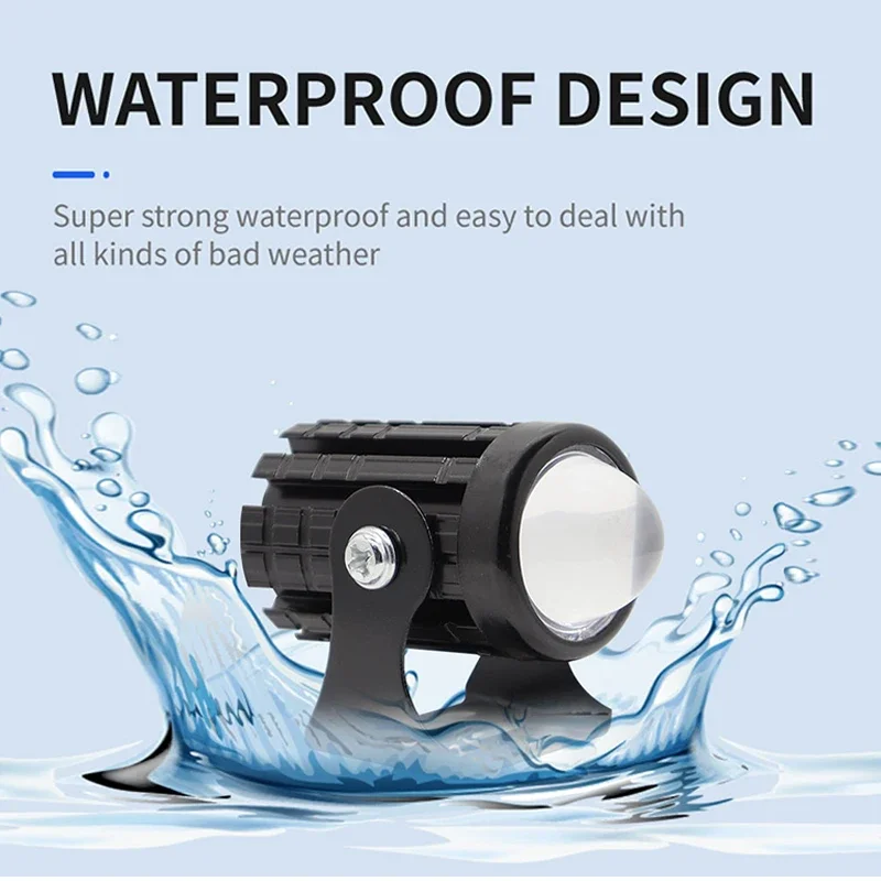 Motorcycle LED Headlight Mini Driving Light Universal Dual Color Spotlights Motorbike Truck Trailer Off-road MOTO Accessories