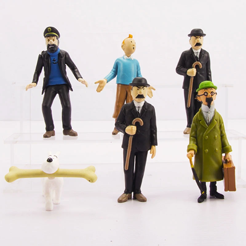 6pcs/set 8cm Anime Cartoon The Adventures of Tintin Action