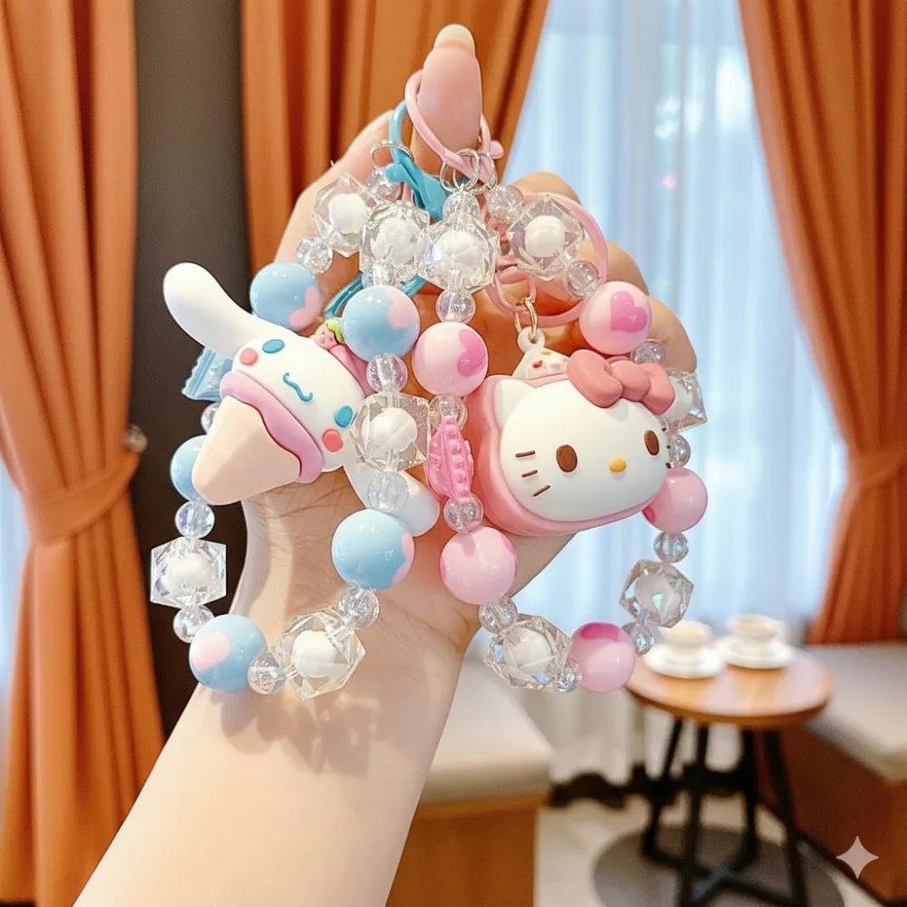 iigen Kawaii Sanrio 헬로 키티 시나모롤 휴대폰 체인 귀여운 캔디 쿠로미 헬로 키티 끈 키체인 배낭 펜던트