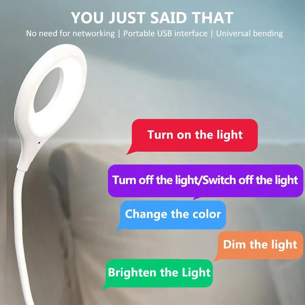 LED English Voice Controlled Night Light Usb Plug Atmosphere Lamp Portable Energy-Saving Desk Light Body Sound Sensor Table Lamp