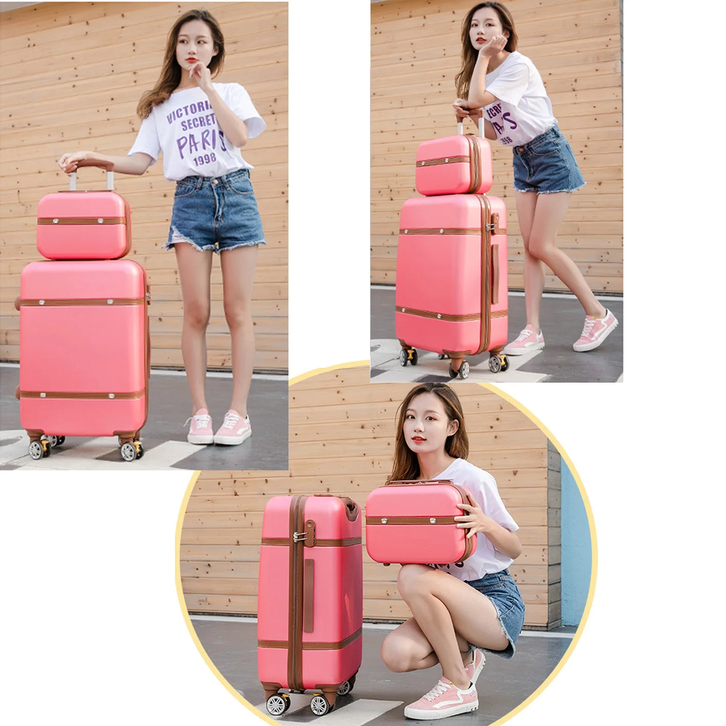 14"20"22"24"26" Large Travel Makeup Suitcase 2 Pieces Sets With Wheels Trolley Rolling Luggage Cosmetic Bag Valise