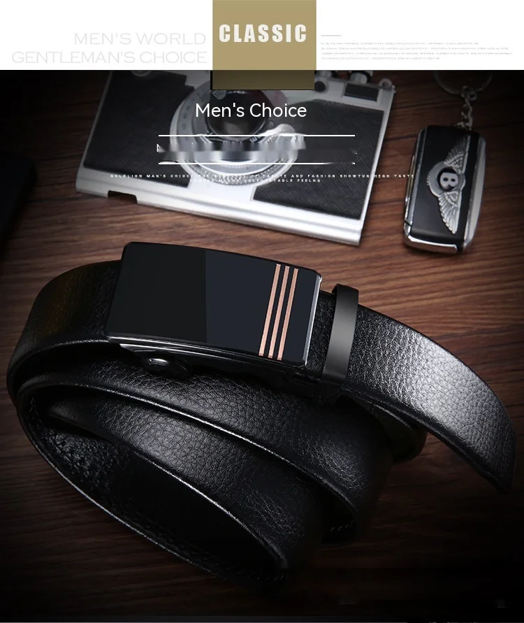 2024 Hot Selling New Men's Fashion and Casual Versatile Belt Acrylic Automatic Buckle Belt Men's Business Belt Middle and Youth Clothing Matching_viptrois.com