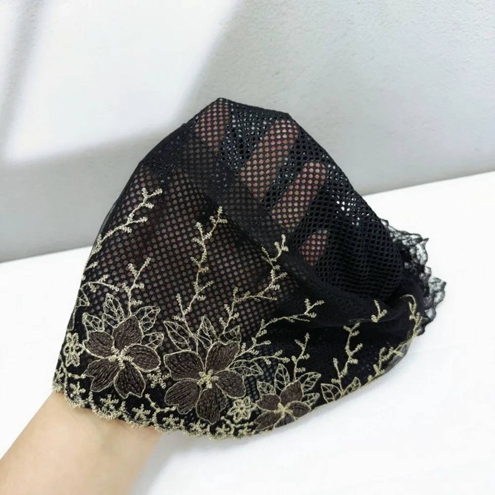 New Flower Embroidery Bonnet Hat Full Cover Elastic Headwear Cover White Hair Breathable Turban Hat Summer