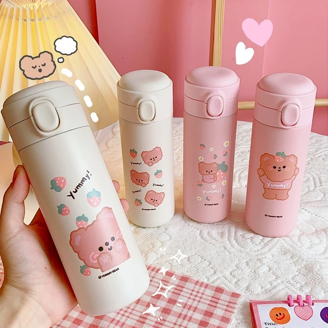 380ml Hello Kitty Stainless Steel Thermos Bottle Cartoon With Straw  Portable Cute Thermos Mug Bounce Cover Travel Students Girl - Pillow Case -  AliExpress