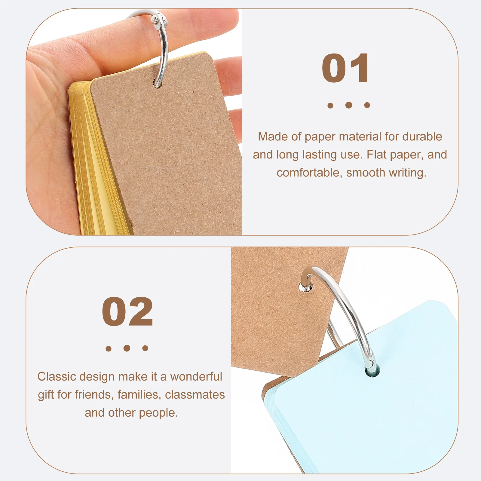 노트 카드 핸드 페인팅 카드 DIY 패드 미니 포켓 노트북 크기 플래시 카드 바인더, 영어 단어 빈 메모
