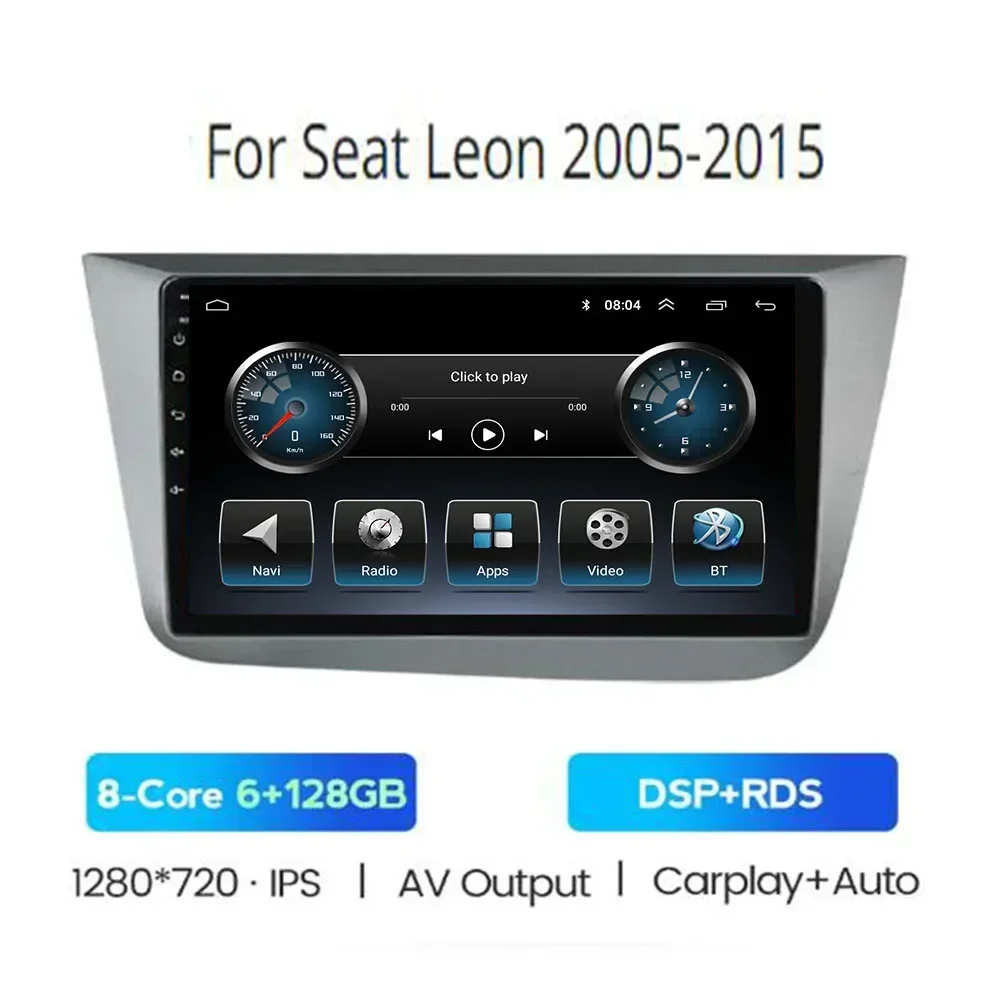 

2 Din Android 13 Car Stereo Radio DVD GPS Multimedia Video Player 5G WiFi Camera DSP Carplay For Seat Leon 2005-2015
