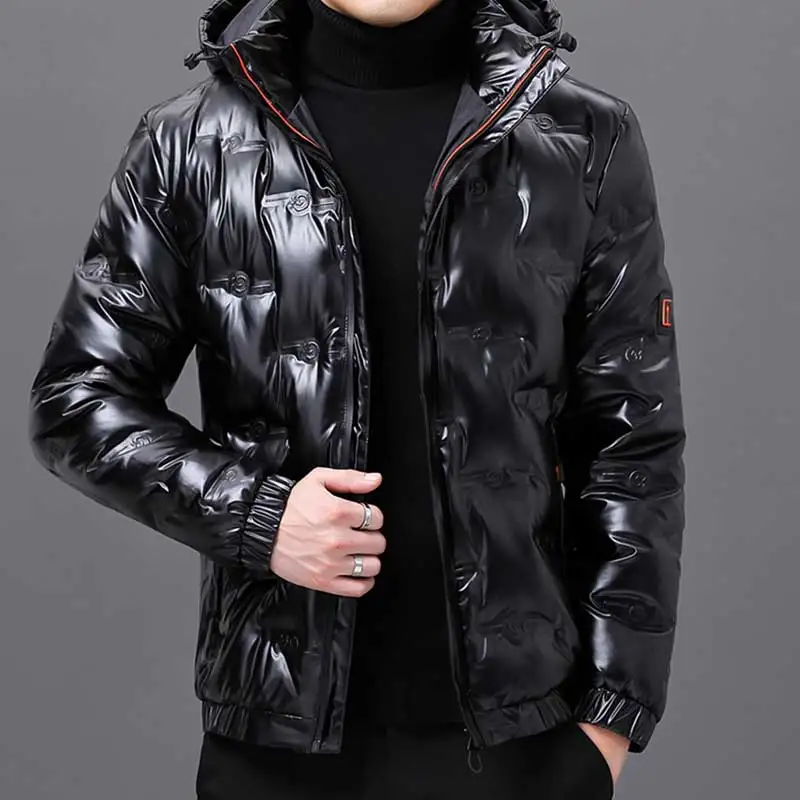 2023 Autumn Winter Glossy Down Jacket Men Plush Thick Warm Jacket Men Windproof Light Down Jacket For Men 50%Duck Down Coat Male fur collar hooded down jacket 2023 winter men s casual jacket windproof warm fashion coat cotton jacket for men