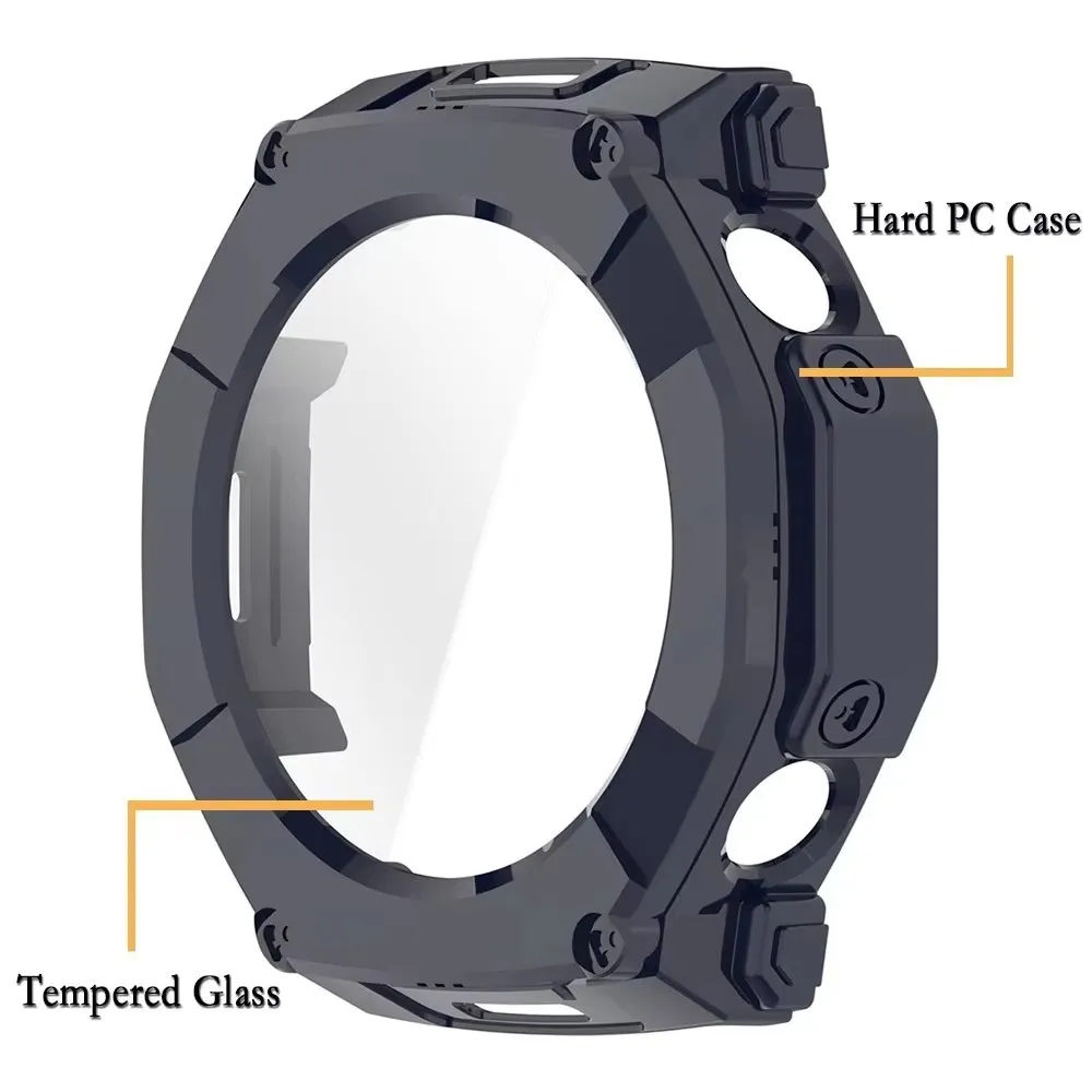 Amazfit T-Rex Ultra 2용 PC 케이스 + 유리 T-Rex Ultra2 액세서리용 스크린 프로텍터 긁힘 방지 필름 범퍼 보호 커버