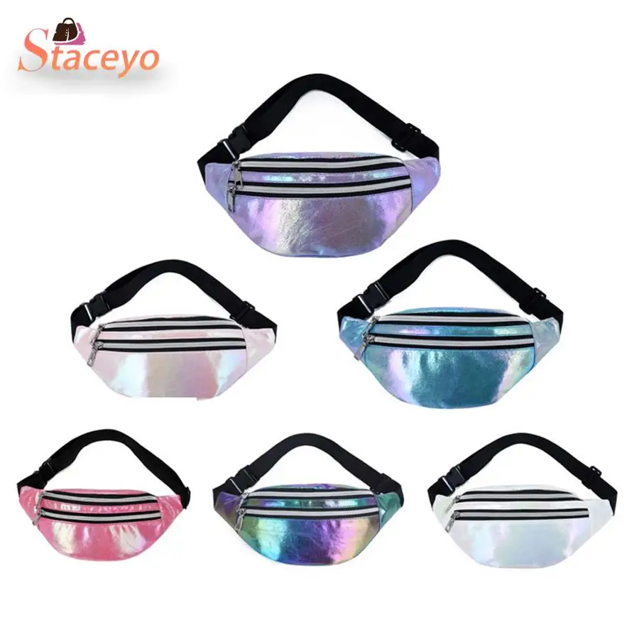 

New Fanny Pack Party Luxury Woman Waist Bag Laser PVC Beach Travel Banana Hip Bum Zip Waist Bags Women Belt Bag For Girls