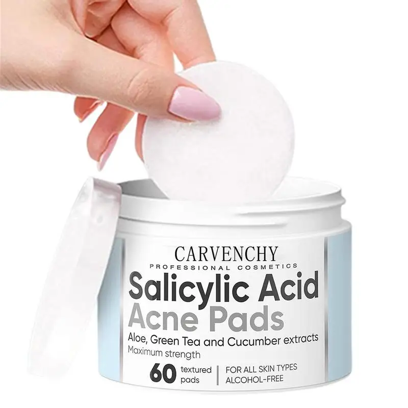 

60pcs Skin Cleaning Acid Cotton Sheets Salicylic Acid Cotton Flakes Facial Grease Removal Sheets Face Body Hydrating Pads