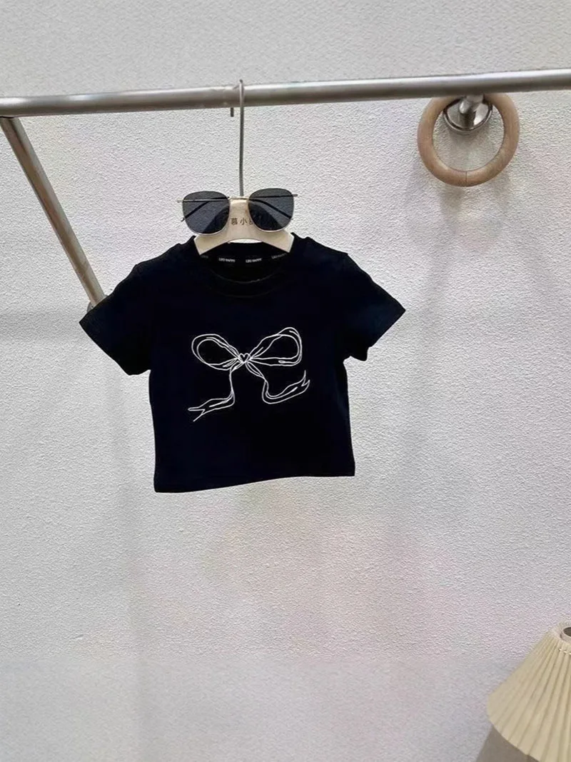 Girls Summer Cotton Clothes Set Color Blocked Top Jeans