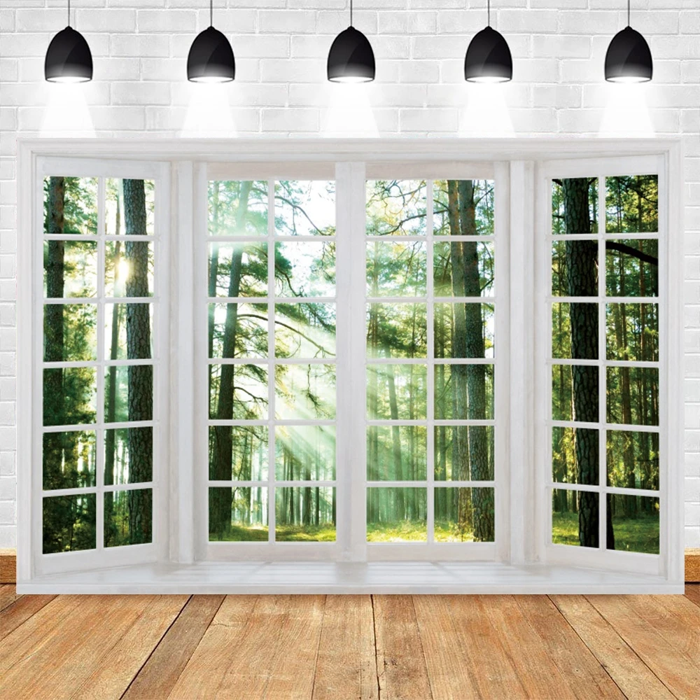 Spring summer window natural scenic photography backdrops forest