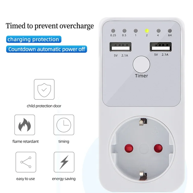 Minuterie électronique, 6 heures, compte à rebours Programmable, prise de courant intelligente, Interface USB, prise EU US UK FR 1