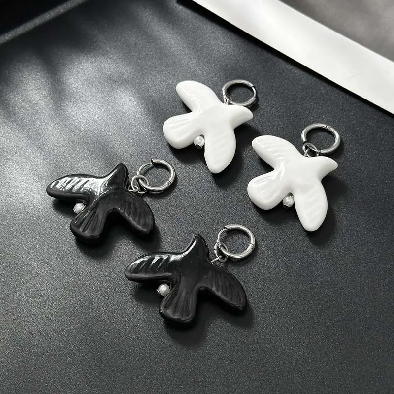 Fashion White Peace Dove Hoop Earrings For Women - Image 8