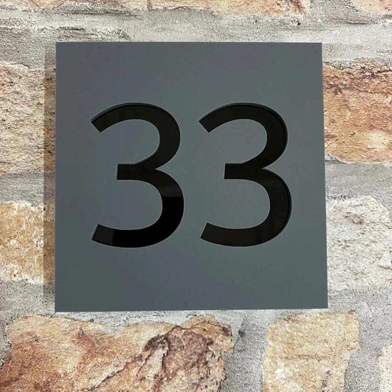 Personalized Exterior Contemporary Floating House Numbers Door Sign Matte Black Grey Outdoor House Plate 100mm x 100mm Plaque house number signs house numbers number plate door signs