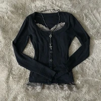 Y2K Korean Aesthetic Women's Autumn Winter Cardigan Sweater Casual Slim Chic Solid Color Knit Pullover Harajuku Retro Streetwear 1