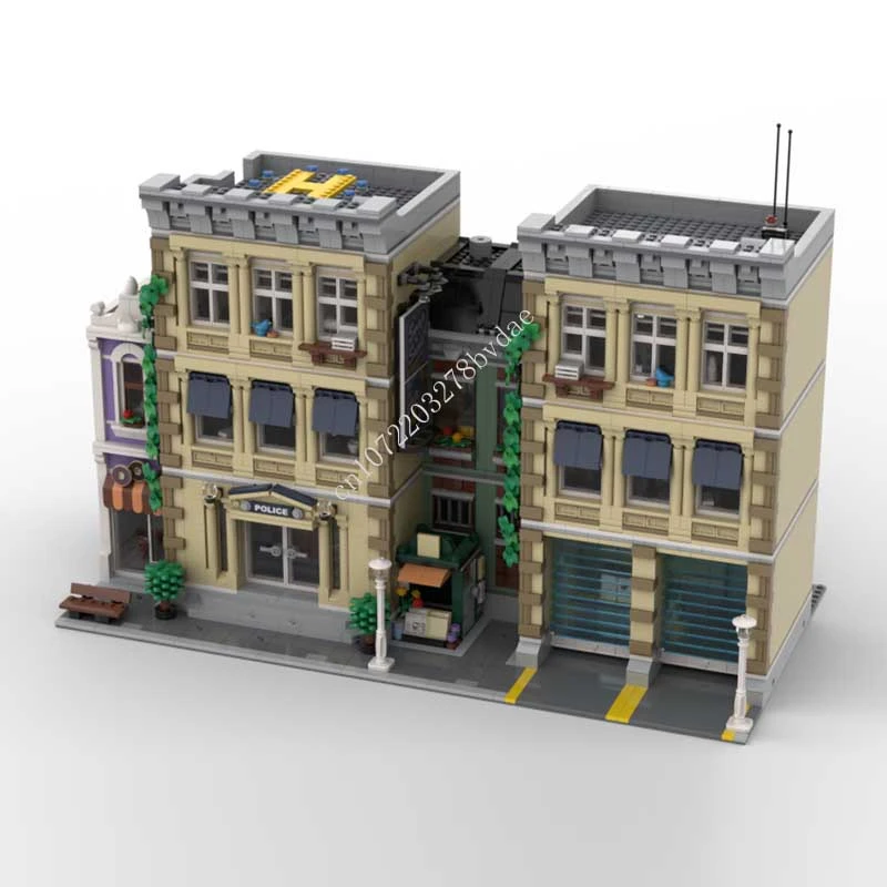 

5321PCS MOC Police Station Extension Modular Street View Building Blocks DIY Apartment Architecture Bricks Toys Christmas Gifts