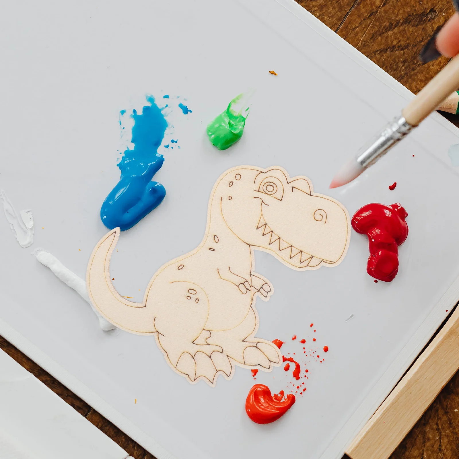 

10pcs Wood Dinosaur Cutouts Wood DIY Crafts Dinosaur Shaped Wood Slices Ornaments