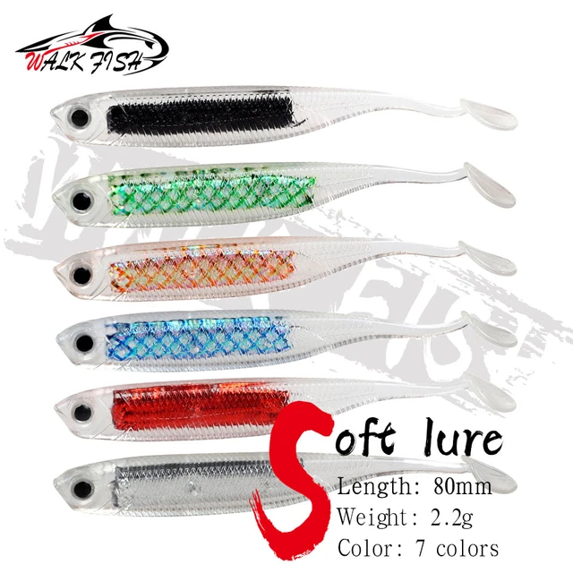 WALK FISH Soft Lure 6pcs/lot 2.2g/80mm for Fishing Shad Fishing Worm  Swimbaits Jig