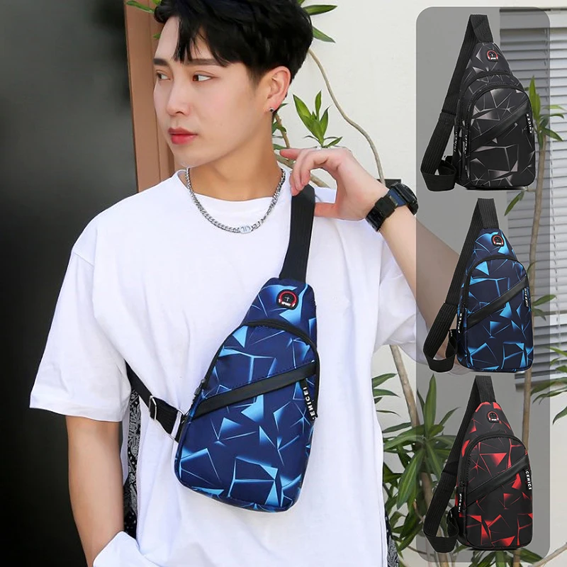 

Multifunctional Chest Bag Men's Fashion Trend Oxford Cloth Shoulder Bag Crossbody Bag Casual Sports Chest Bag With Headset Hole