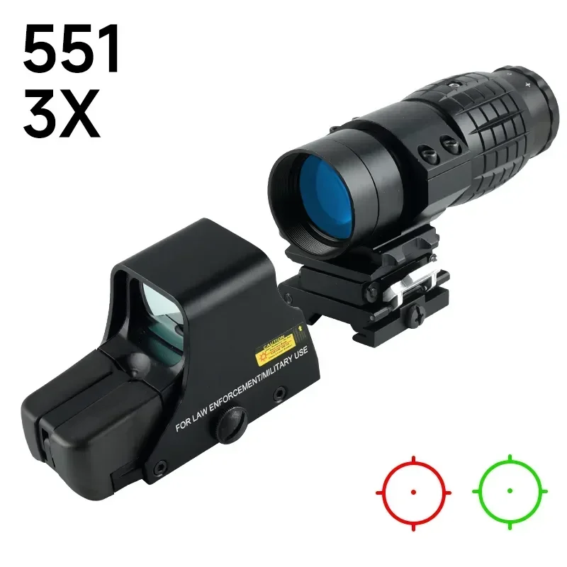Description Picture 6 of item553 Holographic Scope 558+3x Tactical Optics Sights with Flip-up Quick Detachable Red/Green Dot Hunting Airsoft Riflescope 20mm