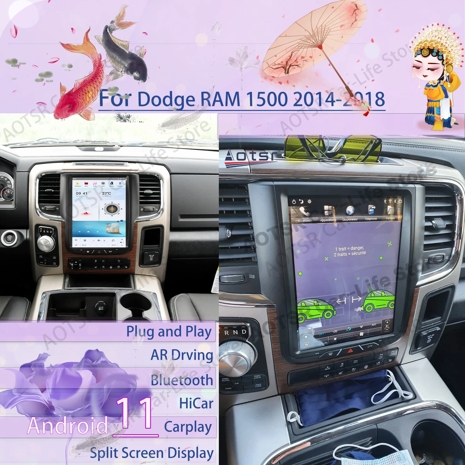 

Tesa- Screen Android 11 Car Radio Receiver For Dodge RAM 1500 2014 2015 2016 2017 2018 GPS Navigation Stereo Autoradio Head Unit