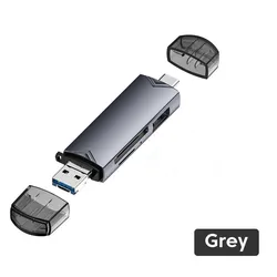6-in-1 USB-C OTG Card Reader & Adapter Combo (Gray)