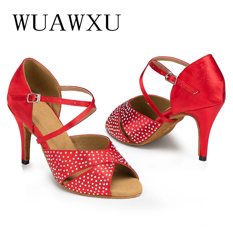 NATASHA Hot selling black and white glitter cloth women's Latin dance shoes National standard dance shoes Party square dance sho