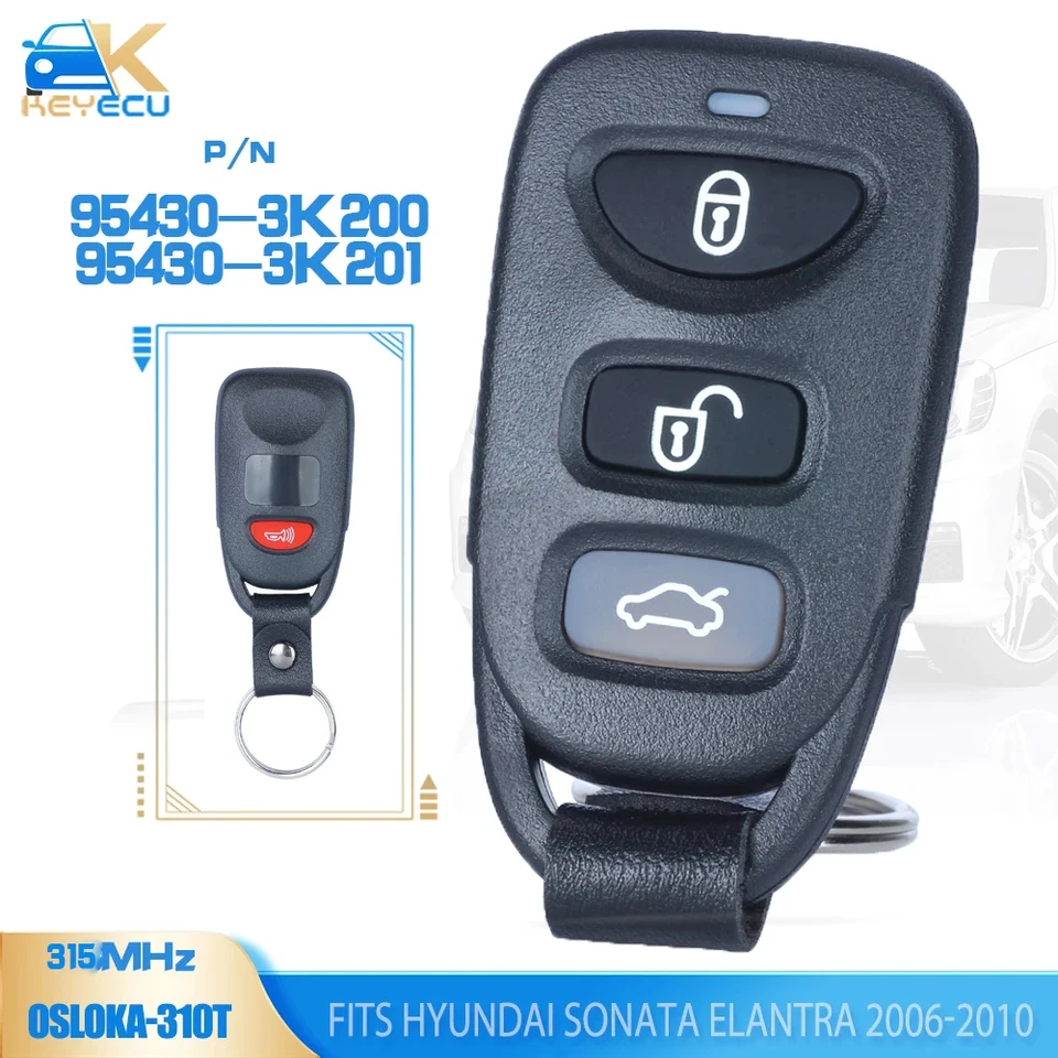 Remote2program Car Key DIY Programmer Kit For No Working Remote And Keyless Entry Remote Replacement For 2007-2010 Hyundai Elantra/2006-2010 Hyundai Sonata With FCC: OSLOAK-310T (4 BUTTON/OSLOAK-310T