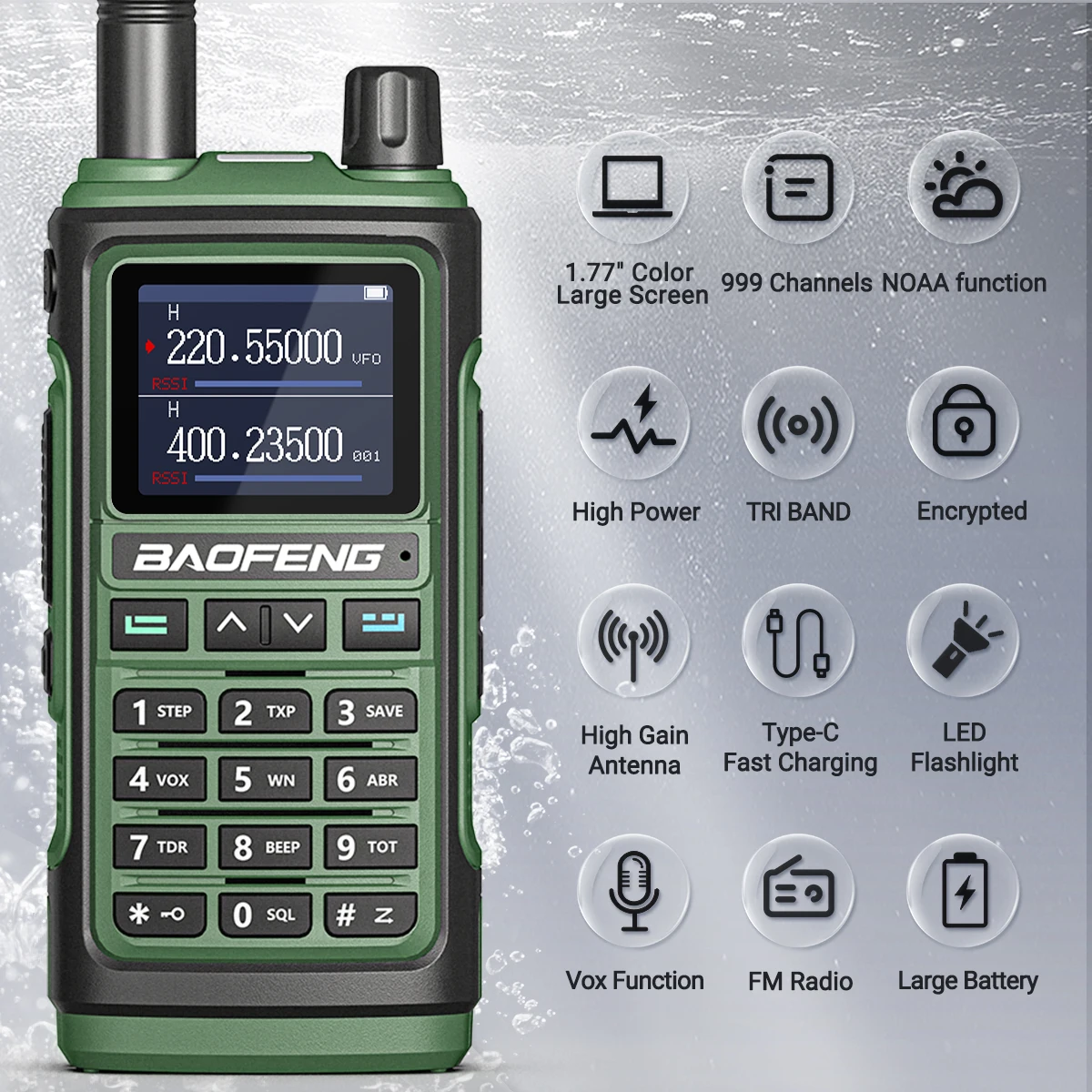 1/2X Baofeng UV-17R Walkie Talkie Tri Band Wireless Copy Frequency 999CH NOAA Long Range Type-C UV 5R UV-17 PRO V2 Two Way Radio 2