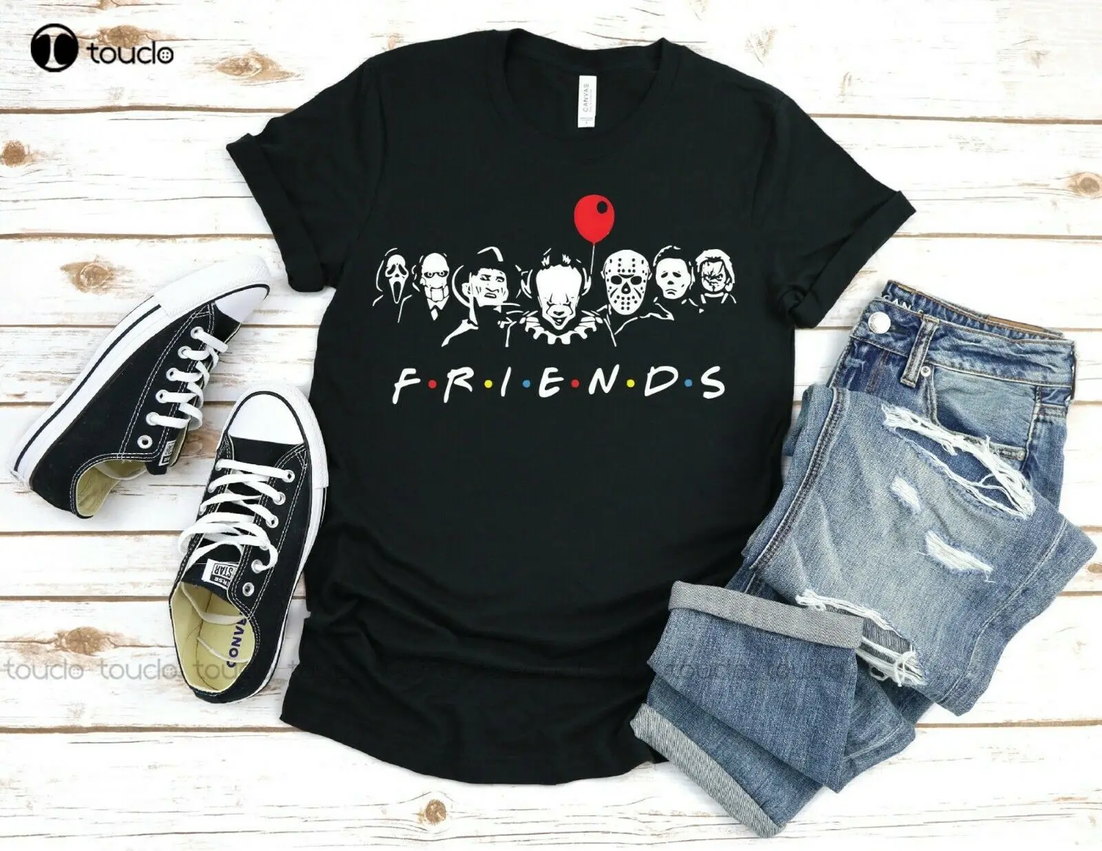 

New Halloween Horror Movie Killers Scary Friends T Shirt Friends Halloween Tee White Shirts For Women Unisex Fashion Funny