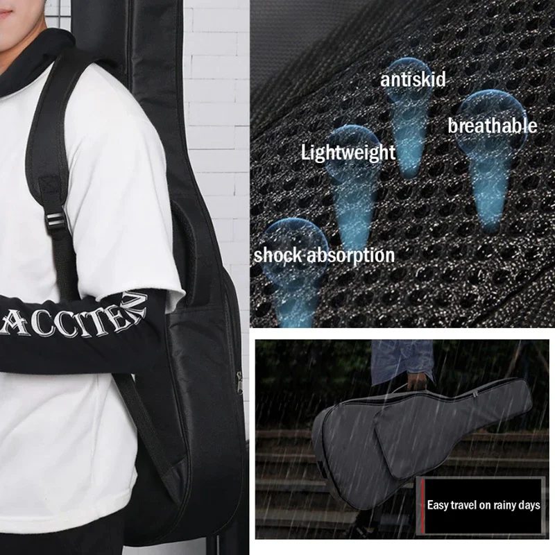 41 Inch Thicken Guitar Backpack Waterproof Oxford Electric Bass Bags Soft Cover Case for 36'' 39'' Classic Music