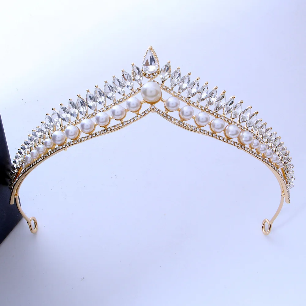 

Роскошная женская жемчужная корона, изысканные аксессуары для волос из сплава для свадьбы, выпускного вечера, аксессуары для волос, аксессуары для волос, подарки