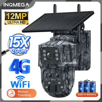 Solar Camera Outdoor 12MP 6K Dual Screen WIFI / 4G SIM Monitor IP66 PIR Human Detection Security Camera Camouflage Forest Ubox 1