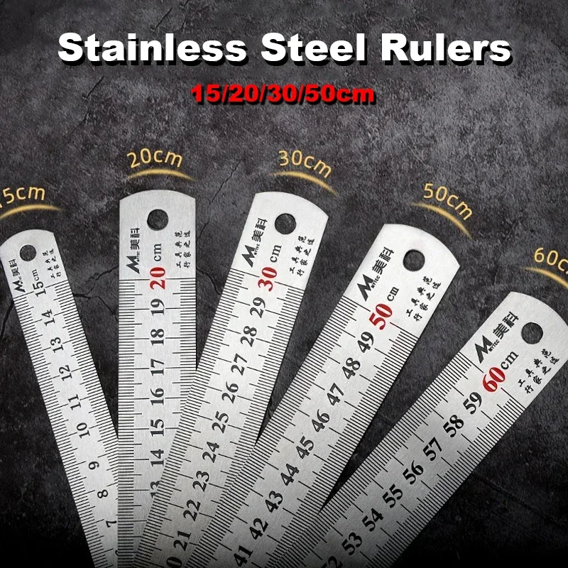 Stainless Steel Double-Sided Measuring Ruler - Centimeters & Inches