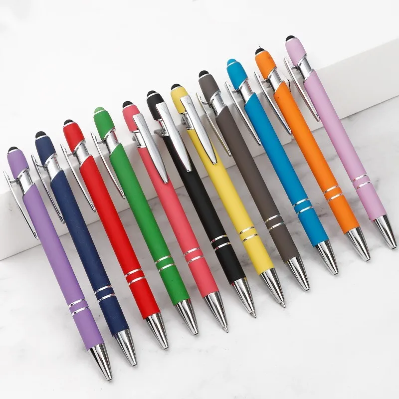 20Pcs/Lot Customized Matte Ballpoint Pen Creative Stylus Touch Pen  Writing Ballpen Stationery Office School Supplies notebook retro diary notepad matte imitation leather stationery tools study office school supplies writing pads hotsell