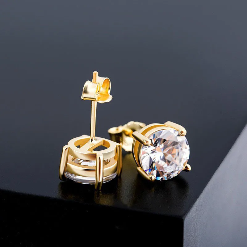 

Four-claw Inlaid Crystal Stud Earrings Jewelry Women Cubic Zirconia Earrings Anti-allergy Fine Needle Stud Earrings