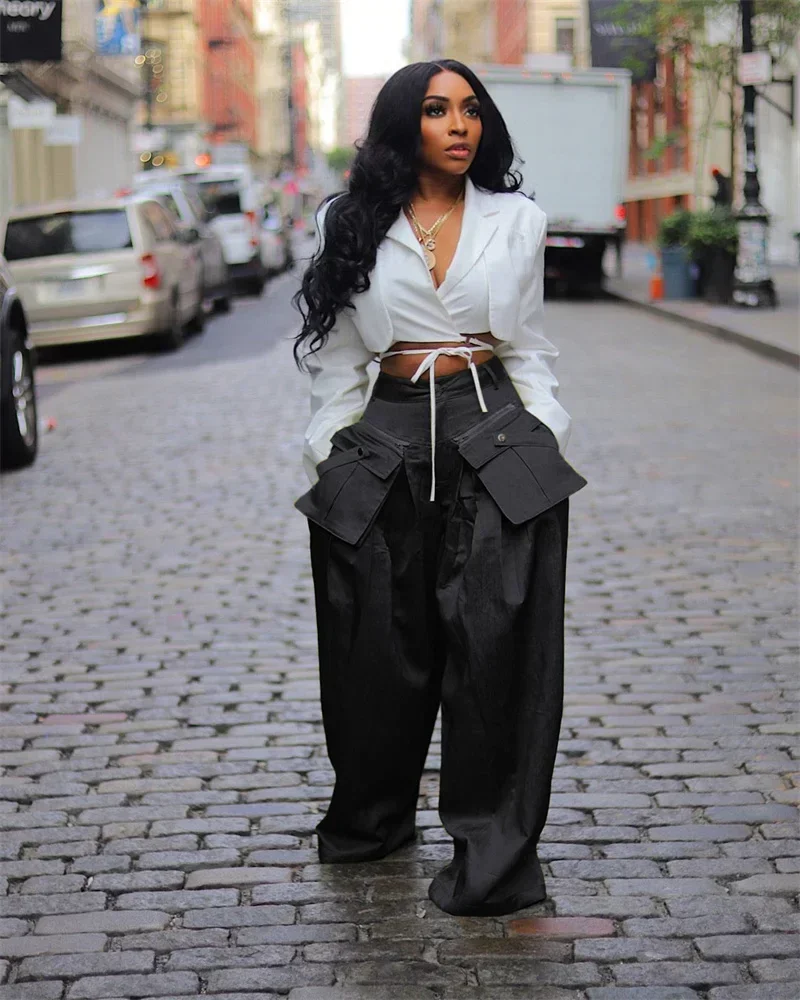 SWQZVT Pants For Women Wide Leg High Waisted Pant Summer Casual Palazzo Flowy Pants With Pocket Drawstring Loose Lightweight Pants Womens Clothes Adjustable Business Trousers