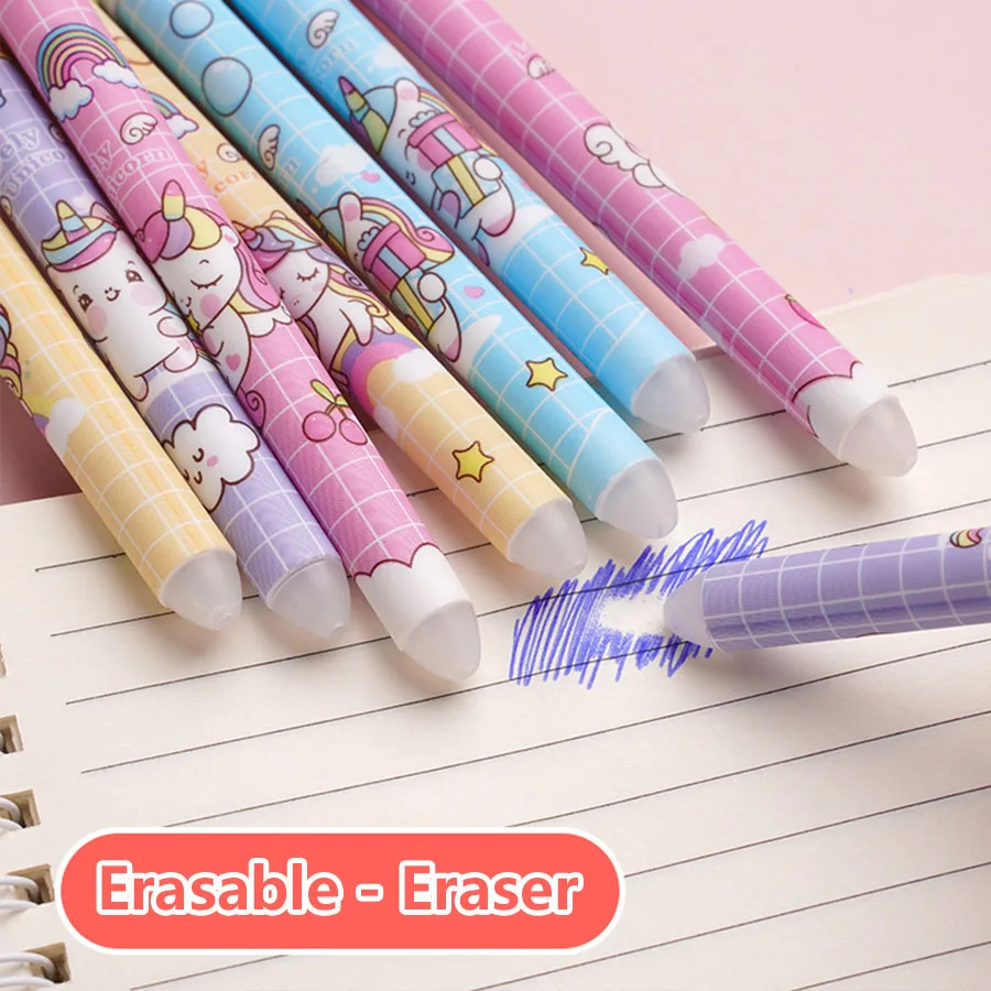 4Pcs Kawaii Little Bear Series Erasable Gel Pen Astronauts, Pandas, Unicorns, Rabbit Students Write Fluently Office Accessories